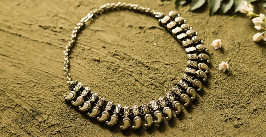 धरा ✽ Antique Finish White Metal ✽ Necklace { 41 }